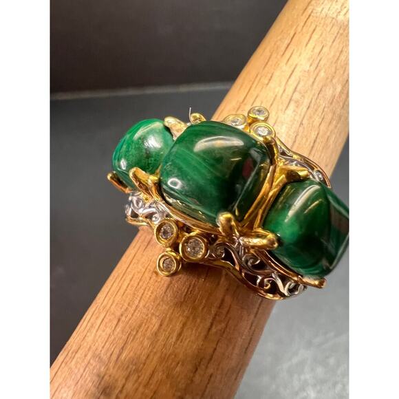 NEW Malachite two toned ring in sterling silver size 7 - Picture 9 of 16